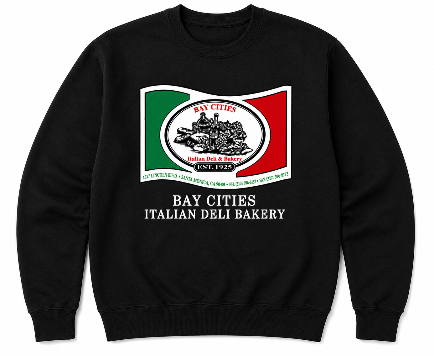 Bay Cities black crewneck mockup