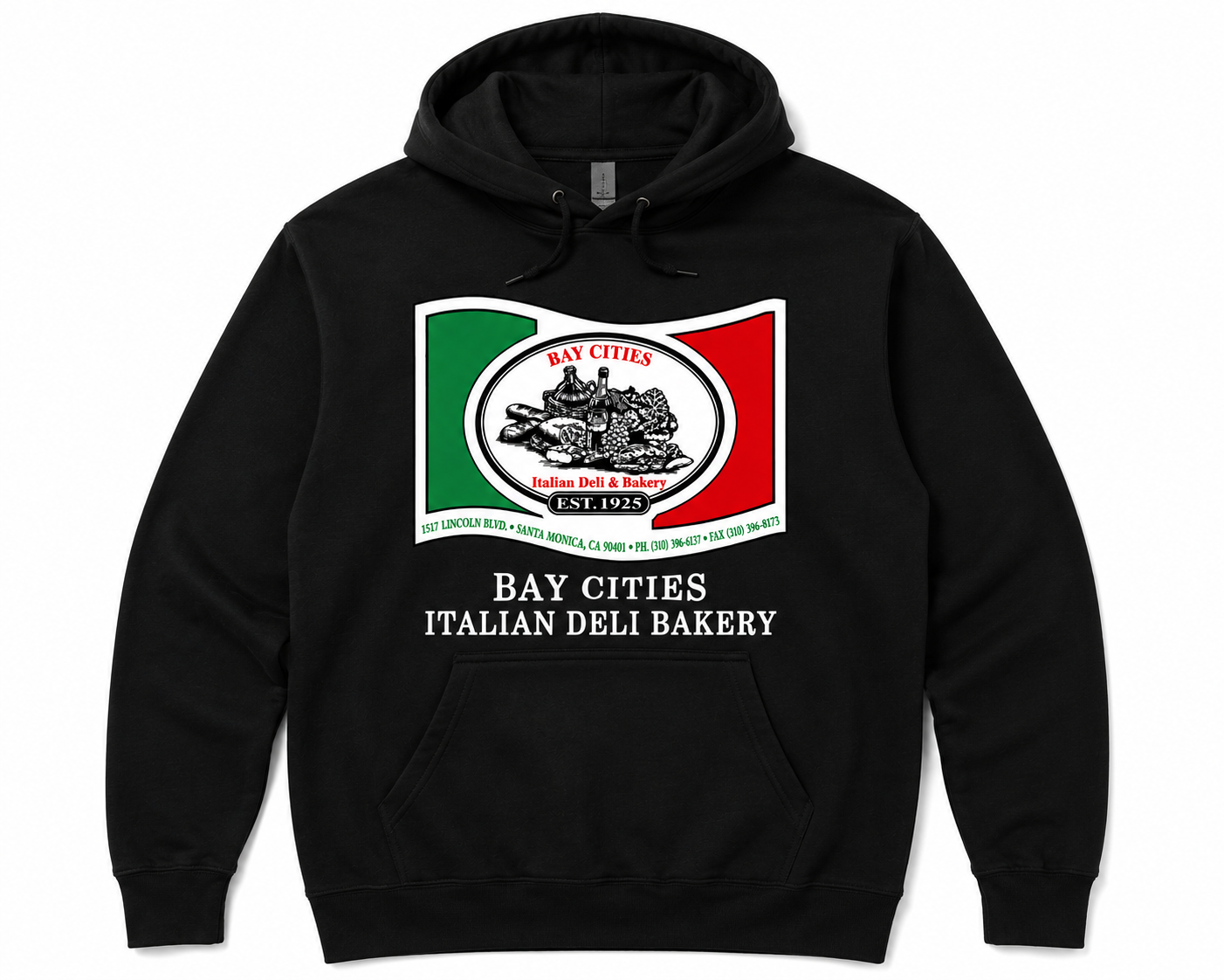 Bay Cities black hoodie mockup