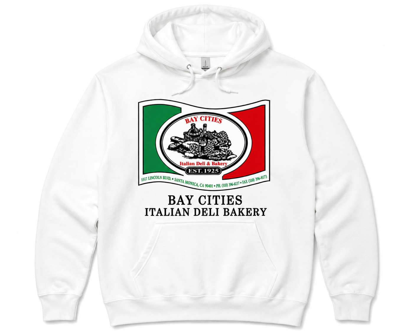 Bay Cities white hoodie mockup