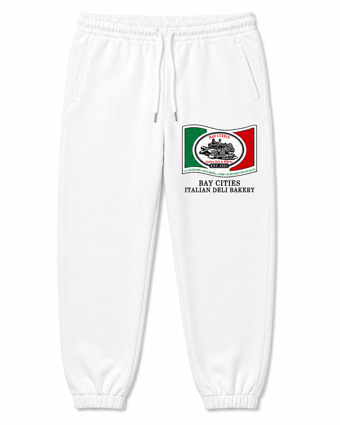 Bay Cities white joggers mockup