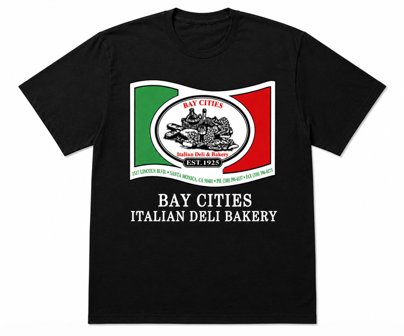 Bay Cities black t-shirt mockup