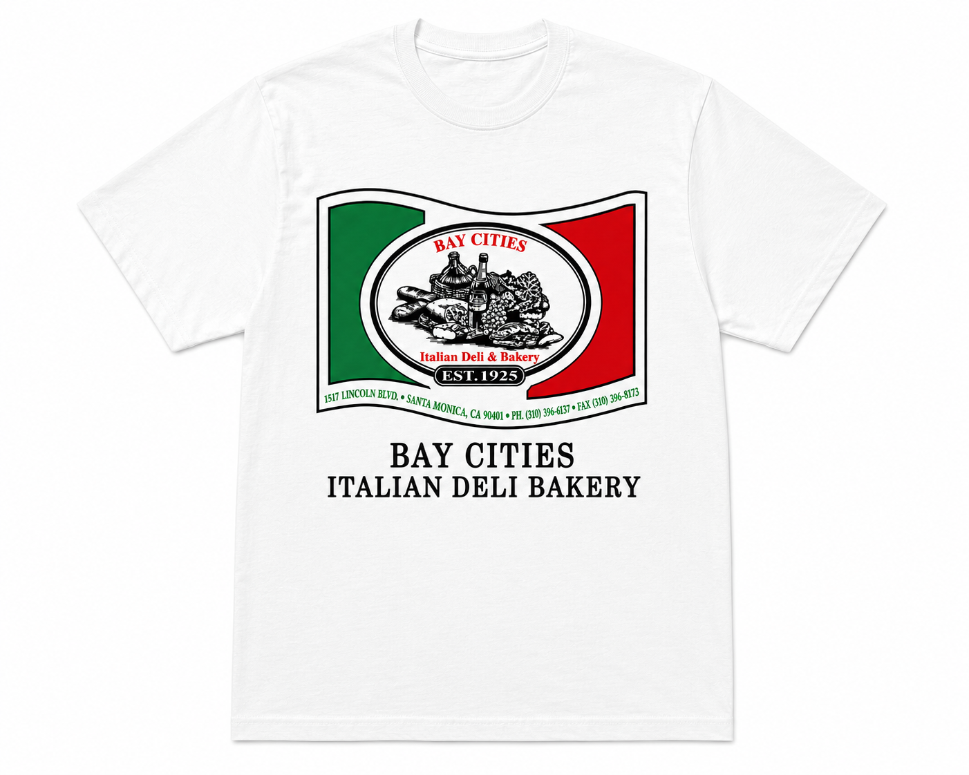 Bay Cities white t-shirt mockup