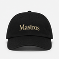 Black Mastros baseball hat with gold embroidered logo