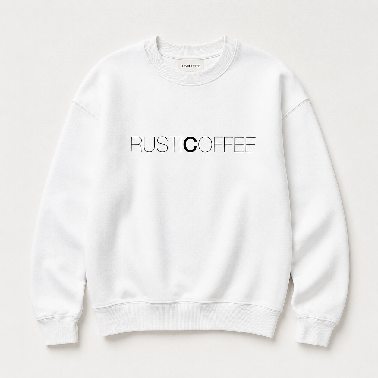 Rustic Coffee white crewneck sweatshirt
